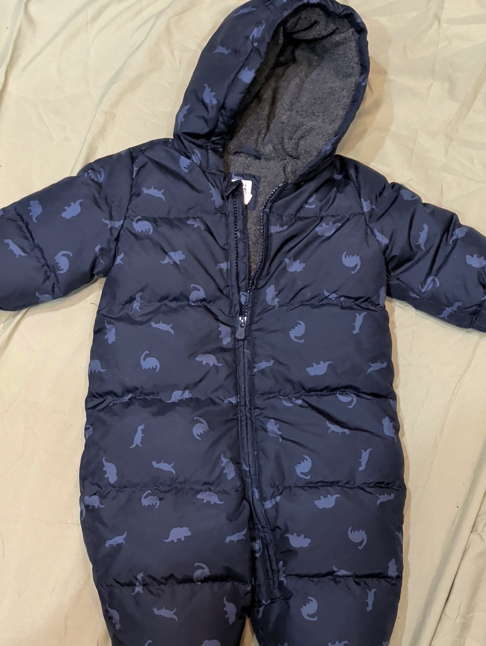 Kids Navy Dinosaur Puffer Snowsuit - Unbranded